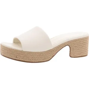 Vince Womens Margo Espadrille White Block Heel Leather Platform Sandals New