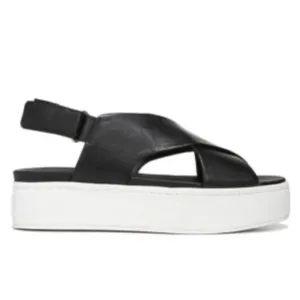 Vince Womens Sandals Weslan Crisscross Leather Platform Comfort Black Leather 8