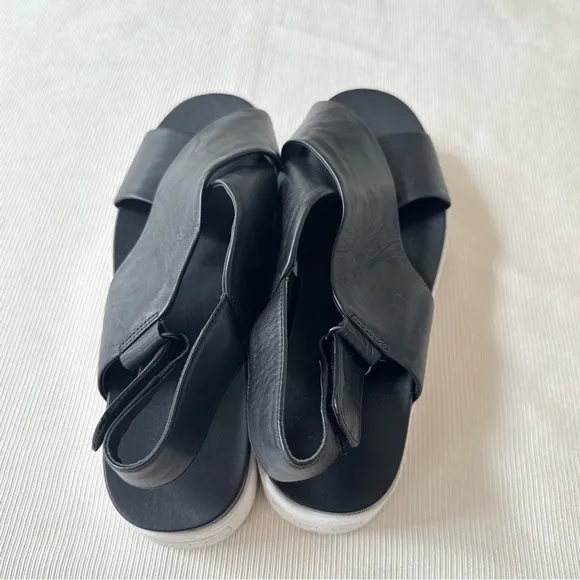 Vince Womens Sandals Weslan Crisscross Leather Platform Comfort Black Leather 8