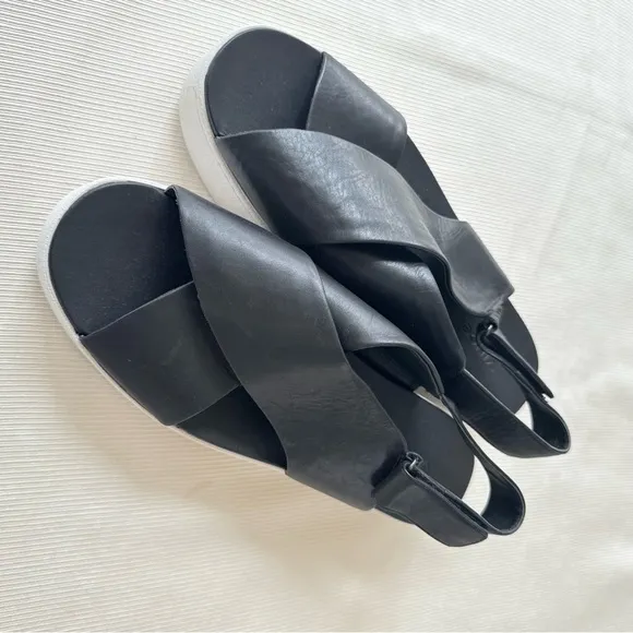 Vince Womens Sandals Weslan Crisscross Leather Platform Comfort Black Leather 8