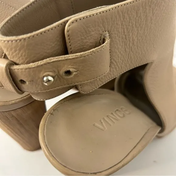 Vince. Women’s Shoes 8.5M Bootie Sandals Open Toe Wood Heel Italy Strappy Boho