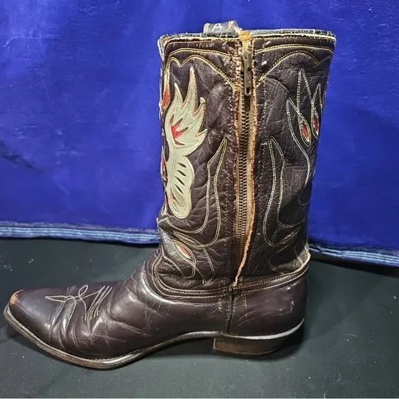 Vintage 1950s ACME Shorty Cowboy Boots Eagle Thunderbird Western Flaming Pheonix
