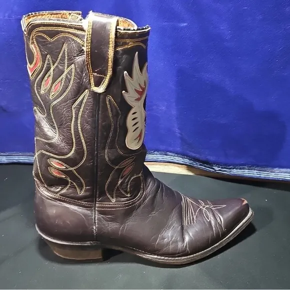 Vintage 1950s ACME Shorty Cowboy Boots Eagle Thunderbird Western Flaming Pheonix