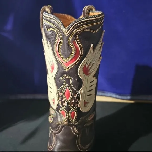 Vintage 1950s ACME Shorty Cowboy Boots Eagle Thunderbird Western Flaming Pheonix
