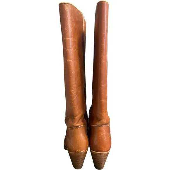Vintage 1970s Campus Trendy Boots Dexter Cognac Brown Leather Sz 8 - Fits Like 7