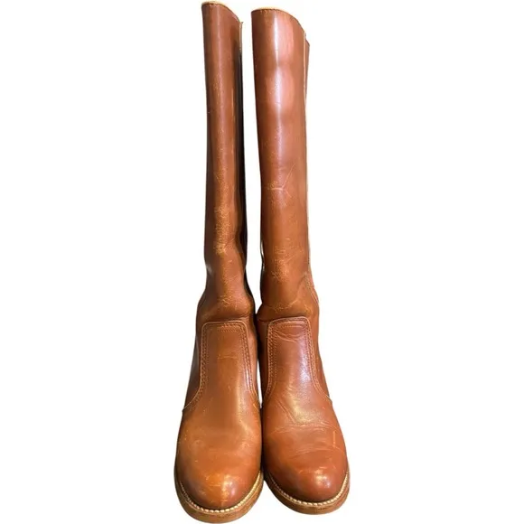 Vintage 1970s Campus Trendy Boots Dexter Cognac Brown Leather Sz 8 - Fits Like 7