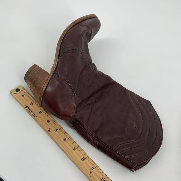 Vintage 1970s Dexter Leather Heeled Cowboy Boots 8.5 M Womens Dark Brown