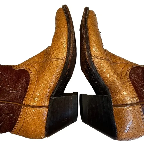 Vintage 1980's Dan Post Exotic Snakeskin Cowboy Boots, Sz 6.5 A