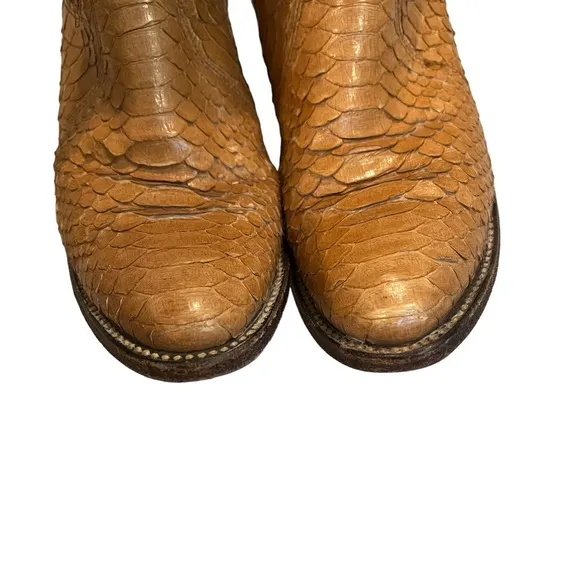 Vintage 1980's Dan Post Exotic Snakeskin Cowboy Boots, Sz 6.5 A