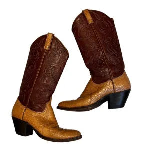 Vintage 1980's Dan Post Exotic Snakeskin Cowboy Boots, Sz 6.5 A