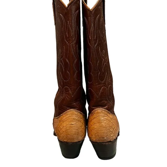 Vintage 1980's Dan Post Exotic Snakeskin Cowboy Boots, Sz 6.5 A