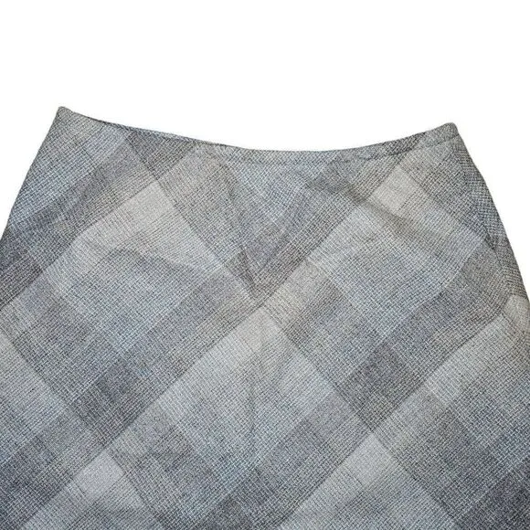 Vintage 60s Mod A Line Skirt Womens M Gray Brown Plaid Wool Academia Preppy