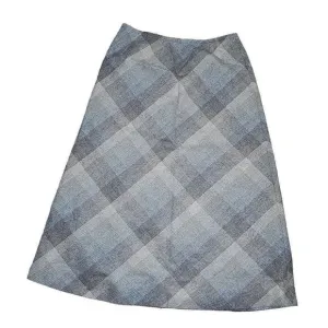 Vintage 60s Mod A Line Skirt Womens M Gray Brown Plaid Wool Academia Preppy