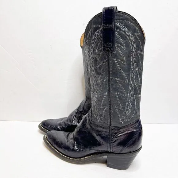 Vintage 6M Durango West Women's Cowgirl Boots Eel Skin Leather Eggplant Gray