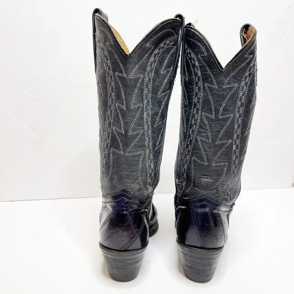 Vintage 6M Durango West Women's Cowgirl Boots Eel Skin Leather Eggplant Gray