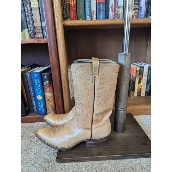 Vintage 70s Cutter Bill Western World Mens 10 Leather Cowboy Boots USA