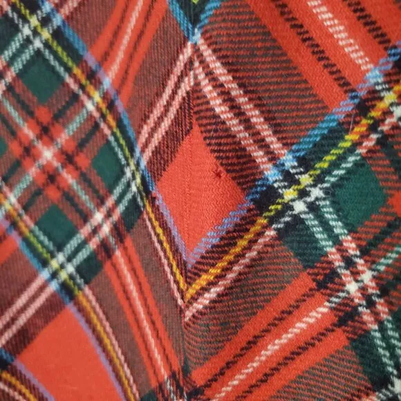 Vintage 70s Prestige Boston Wool Red Tartan Plaid Calf Length Skirt, 12
