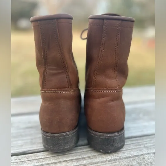 Vintage 80s brown leather kiltie Laceup heritage western boho ankle boots 8.5