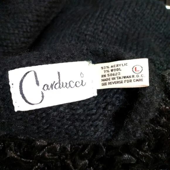 Vintage 80s Carducci velvet rhinestone rabbit fur sweater L