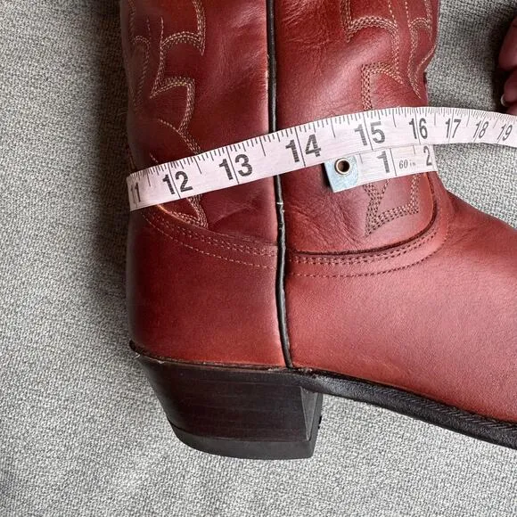 Vintage 80s DAN POST MARLBORO Mens 8.5  Leather Boots Cowboy Western Brown