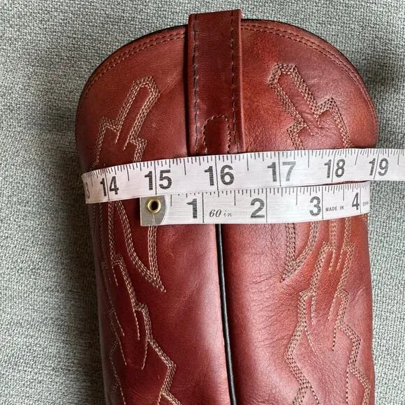 Vintage 80s DAN POST MARLBORO Mens 8.5  Leather Boots Cowboy Western Brown