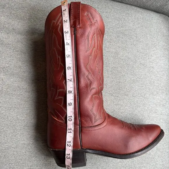 Vintage 80s DAN POST MARLBORO Mens 8.5  Leather Boots Cowboy Western Brown