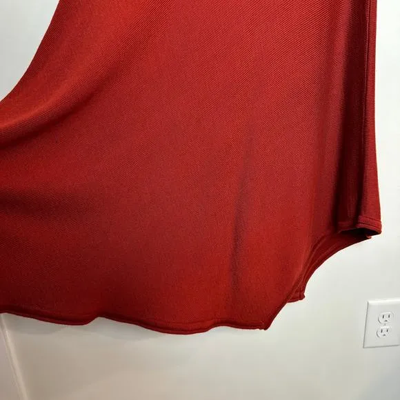 Vintage 80s Pashoot Asymmetrical Hem Skirt Pull On Knit Midi Rust Orange Medium