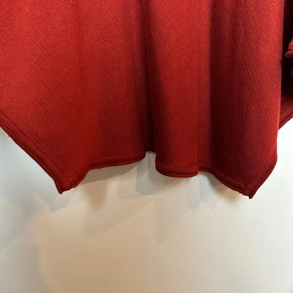 Vintage 80s Pashoot Asymmetrical Hem Skirt Pull On Knit Midi Rust Orange Medium