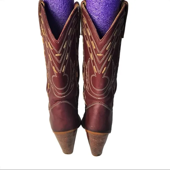 Vintage 80’s Zodiac Western Stitch Heeled Boots Sz 6 1/2