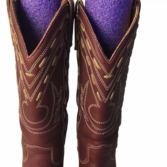 Vintage 80’s Zodiac Western Stitch Heeled Boots Sz 6 1/2