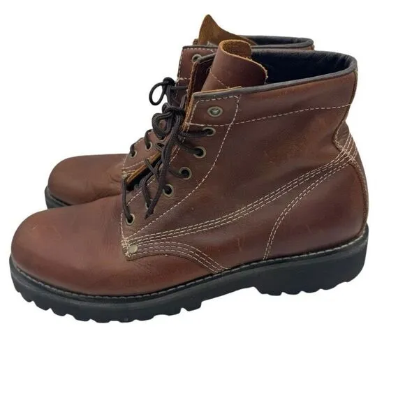 Vintage 90s American Eagle Chukka Brown Leather Combat Boots Men Size 11 Lace Up