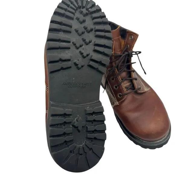 Vintage 90s American Eagle Chukka Brown Leather Combat Boots Men Size 11 Lace Up
