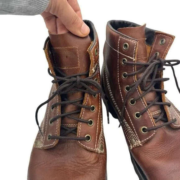 Vintage 90s American Eagle Chukka Brown Leather Combat Boots Men Size 11 Lace Up