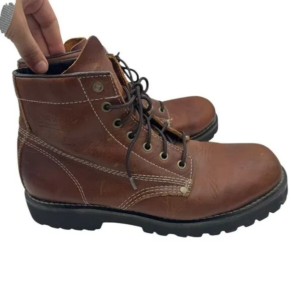 Vintage 90s American Eagle Chukka Brown Leather Combat Boots Men Size 11 Lace Up