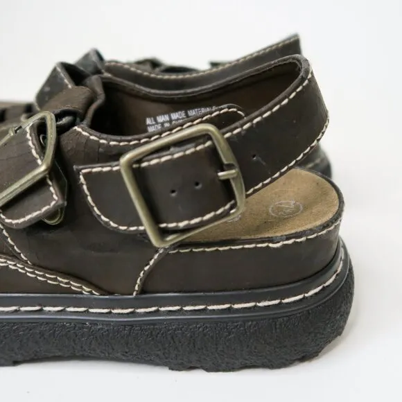 Vintage 90s Brown Platform Fisherman Sandals
