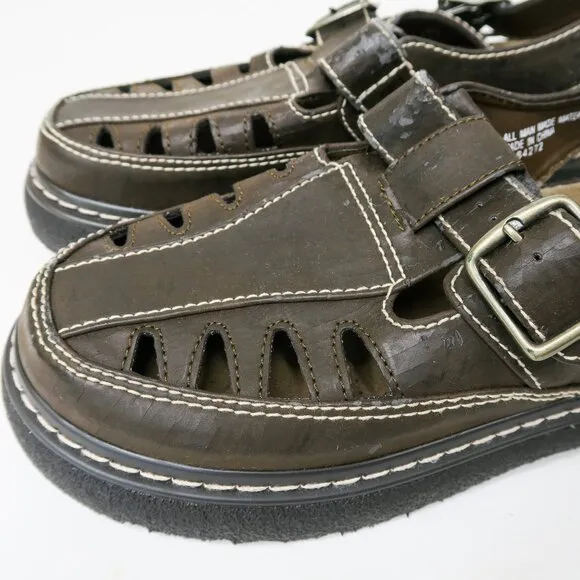 Vintage 90s Brown Platform Fisherman Sandals