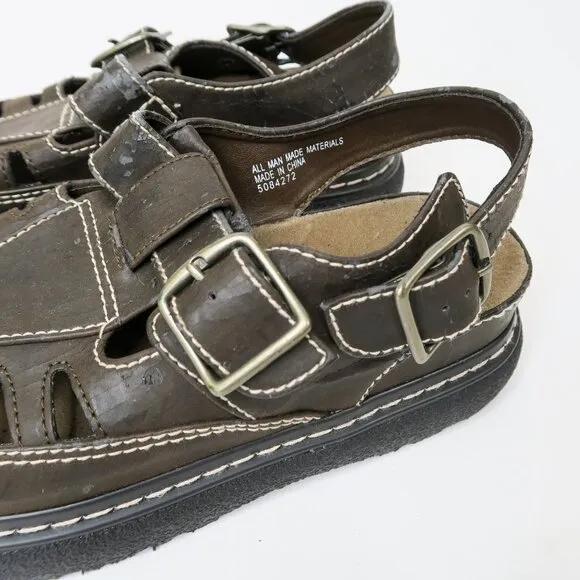Vintage 90s Brown Platform Fisherman Sandals