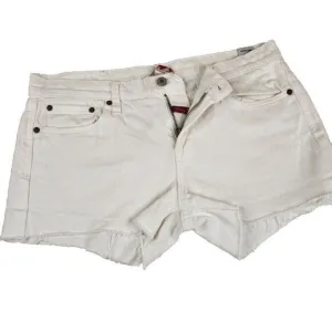 Vintage 90s Cut Off Jean Shorts Womens Size 10 White Denim Destroyed Frayed