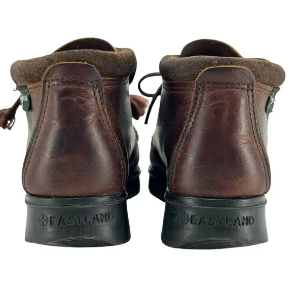 Vintage 90s Eastland Leather Boots Brown Lace Up Moc Chukka Boots | Size 8