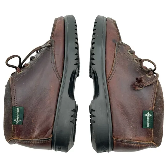 Vintage 90s Eastland Leather Boots Brown Lace Up Moc Chukka Boots | Size 8