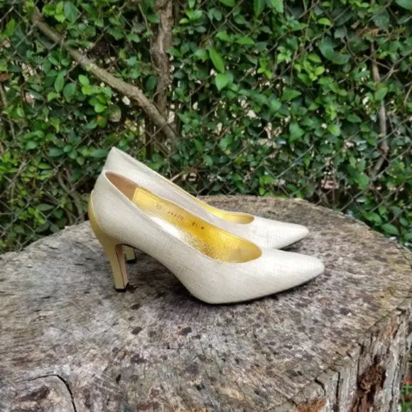 Vintage 90's Gold Heels by TIMOTHY HITSMAN