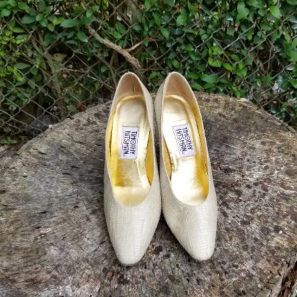 Vintage 90's Gold Heels by TIMOTHY HITSMAN