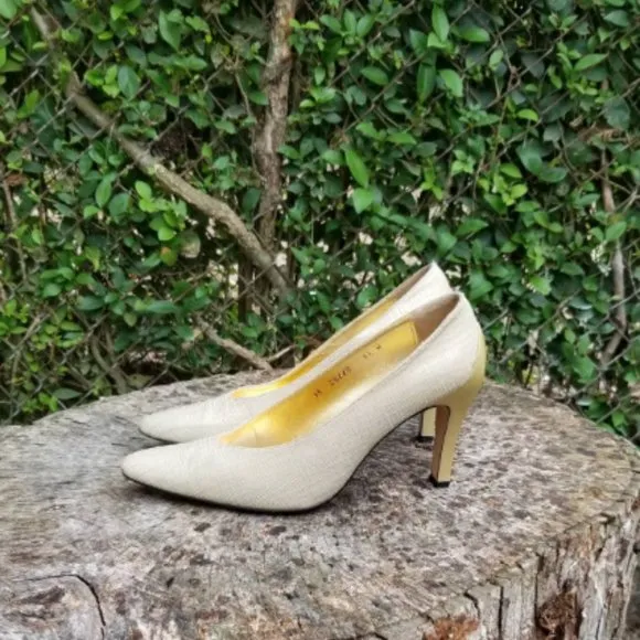 Vintage 90's Gold Heels by TIMOTHY HITSMAN