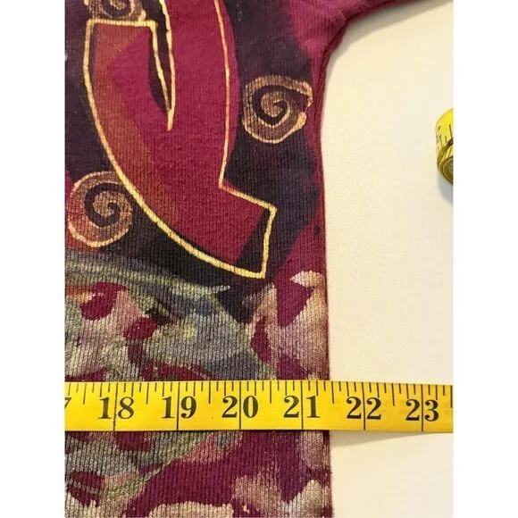 Vintage 90’s V. C. Torias Burgundy Midi Dress Sz OS, Art Ho, Hand Painted