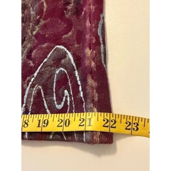 Vintage 90’s V. C. Torias Burgundy Midi Dress Sz OS, Art Ho, Hand Painted