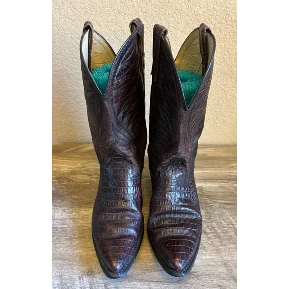 Vintage Acme Cowboy Boots Caiman Print Mens Size 9