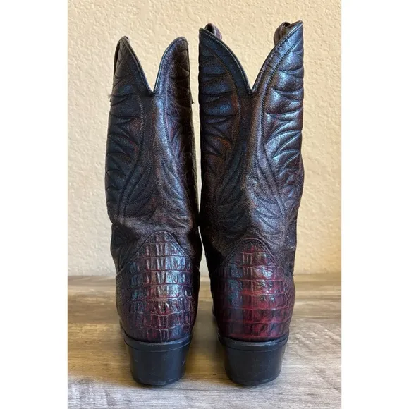 Vintage Acme Cowboy Boots Caiman Print Mens Size 9