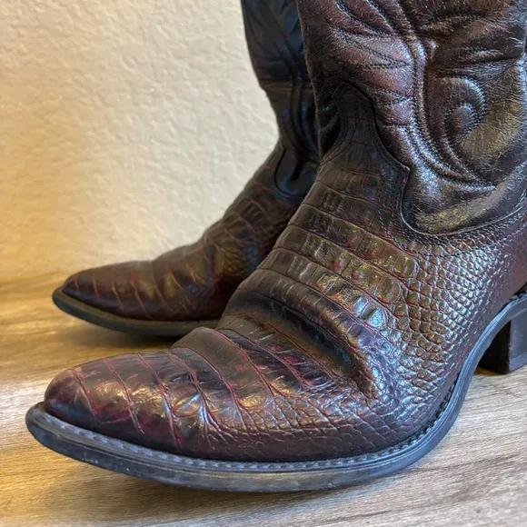 Vintage Acme Cowboy Boots Caiman Print Mens Size 9