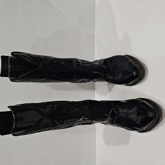 Vintage ACME Leather Cowboy Black Boots Men's 10 D