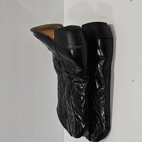 Vintage ACME Leather Cowboy Black Boots Men's 10 D